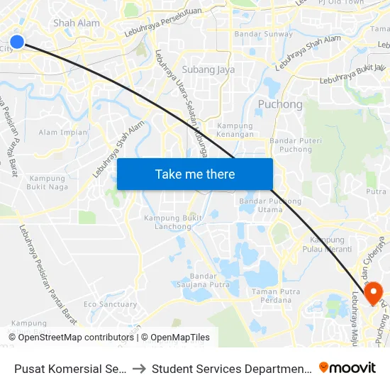 Pusat Komersial Seksyen 7 Shah Alam (Utara) (Sa273) to Student Services Department @ Limkokwing University of Creative Technology map