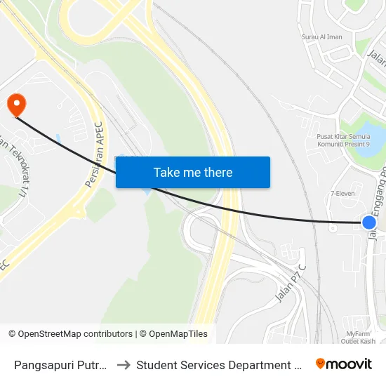 Pangsapuri Putra Harmoni (Selatan) (Ppj88) to Student Services Department @ Limkokwing University of Creative Technology map