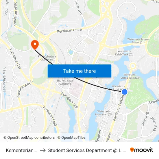 Kementerian Kewangan (Ppj49) to Student Services Department @ Limkokwing University of Creative Technology map