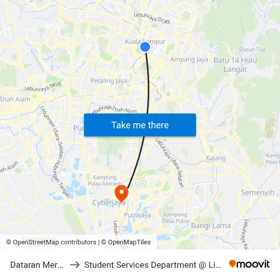Dataran Merdeka (Opp) (Kl114) to Student Services Department @ Limkokwing University of Creative Technology map