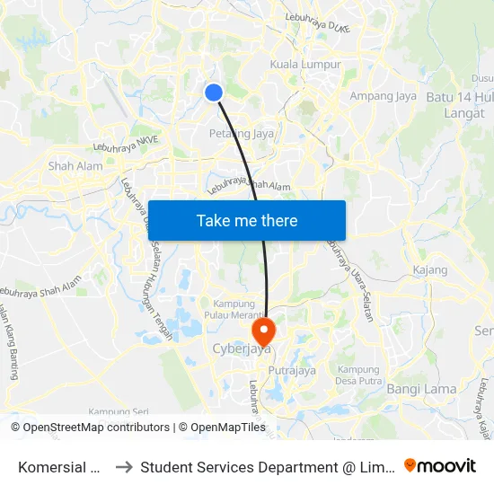 Komersial SS 21/35 (Pj630) to Student Services Department @ Limkokwing University of Creative Technology map