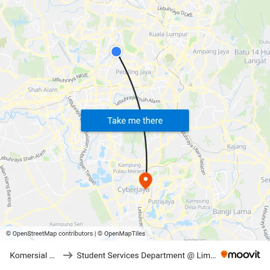 Komersial SS 21/62 (Pj726) to Student Services Department @ Limkokwing University of Creative Technology map