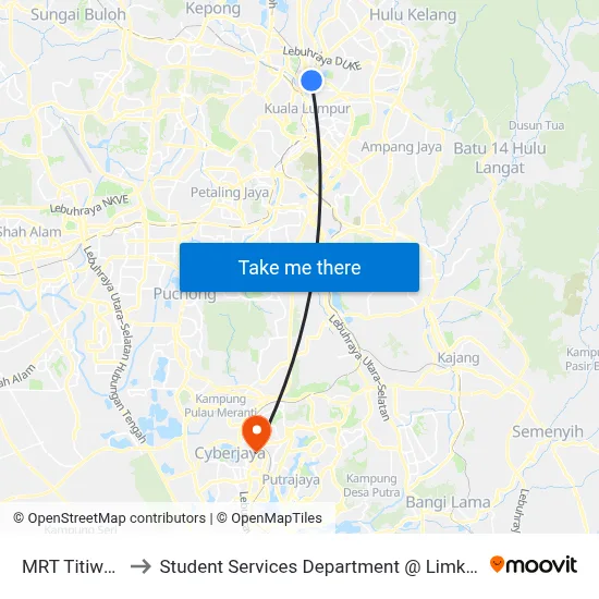 MRT Titiwangsa, Pintu B to Student Services Department @ Limkokwing University of Creative Technology map