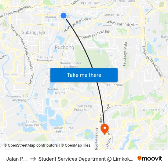 Jalan Pjs 7/11b 2 to Student Services Department @ Limkokwing University of Creative Technology map