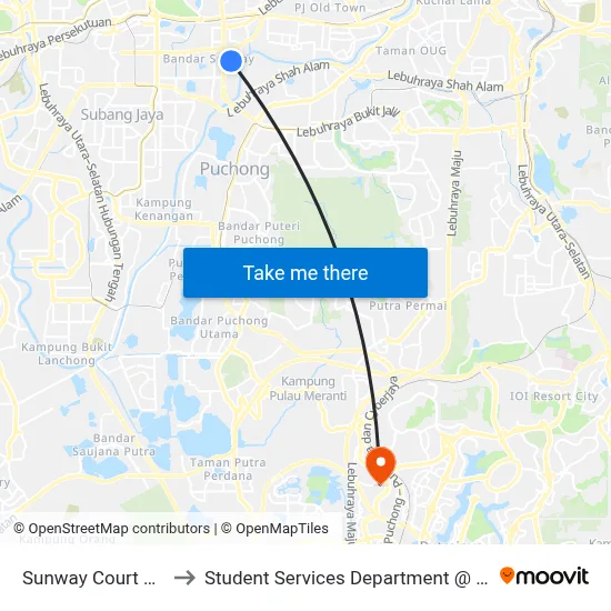 Sunway Court Apartment (Opp) (Sj559) to Student Services Department @ Limkokwing University of Creative Technology map