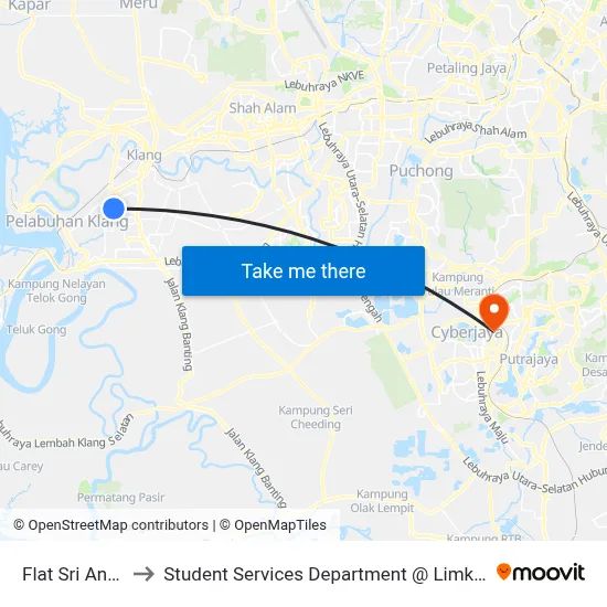 Flat Sri Angkasa (Bd526) to Student Services Department @ Limkokwing University of Creative Technology map