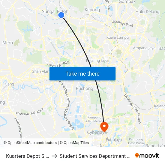 Kuarters Depot Simpanan Pertahanan (Sa640) to Student Services Department @ Limkokwing University of Creative Technology map