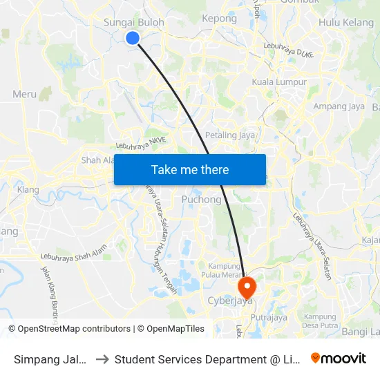 Simpang Jalan Rahidin (Sa609) to Student Services Department @ Limkokwing University of Creative Technology map