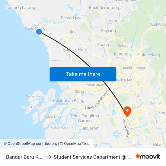Bandar Baru Kuala Selangor (Ks141) to Student Services Department @ Limkokwing University of Creative Technology map