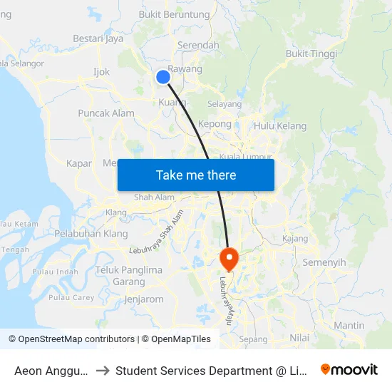 Aeon Anggun Rawang (Sl394) to Student Services Department @ Limkokwing University of Creative Technology map