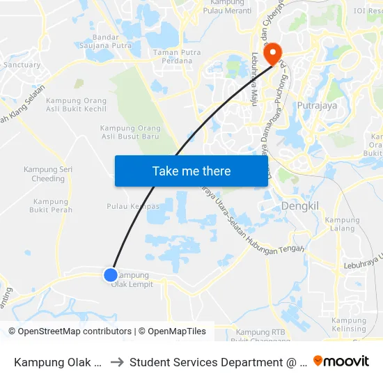 Kampung Olak Lempit (Tengah) (Lg128) to Student Services Department @ Limkokwing University of Creative Technology map