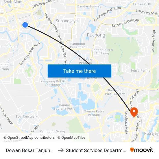 Dewan Besar Tanjung / Klinik Kesihatan Seksyen 19 Shah Alam to Student Services Department @ Limkokwing University of Creative Technology map