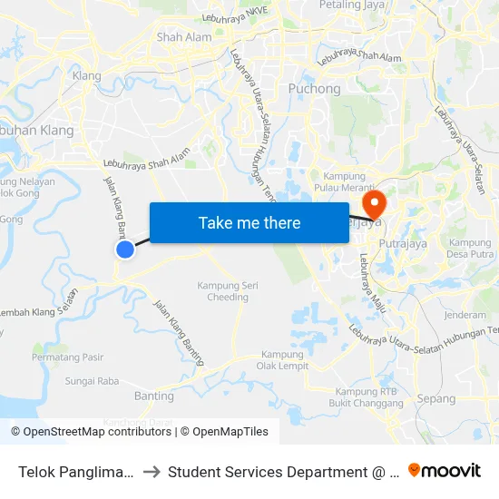 Telok Panglima Garang (Timur) (Lg173) to Student Services Department @ Limkokwing University of Creative Technology map