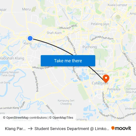Klang Parade (Bd143) to Student Services Department @ Limkokwing University of Creative Technology map