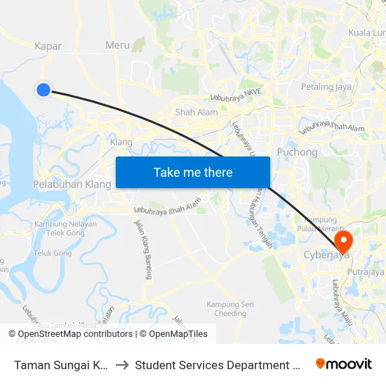 Taman Sungai Kapar Indah (Barat) (Bd215) to Student Services Department @ Limkokwing University of Creative Technology map
