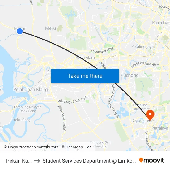 Pekan Kapar (Bd223) to Student Services Department @ Limkokwing University of Creative Technology map