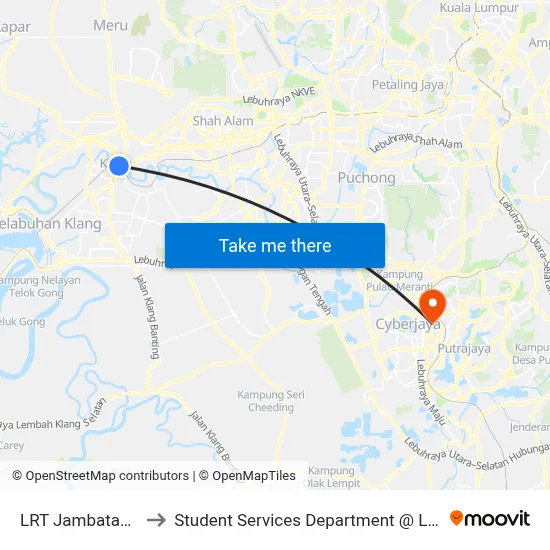 LRT Jambatan Kota Pintu A (Bd20) to Student Services Department @ Limkokwing University of Creative Technology map
