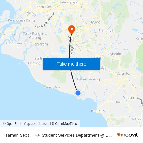 Taman Sepang Putra (Sp116) to Student Services Department @ Limkokwing University of Creative Technology map