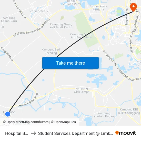 Hospital Banting (Lg110) to Student Services Department @ Limkokwing University of Creative Technology map