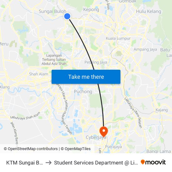 KTM Sungai Buloh (Timur) (Pj655) to Student Services Department @ Limkokwing University of Creative Technology map