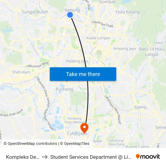 Kompleks Desa Kepong (Kl938) to Student Services Department @ Limkokwing University of Creative Technology map