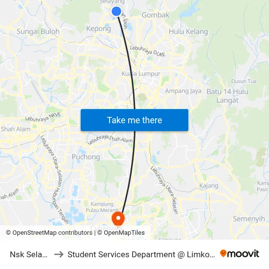 Nsk Selayang (Sl508) to Student Services Department @ Limkokwing University of Creative Technology map