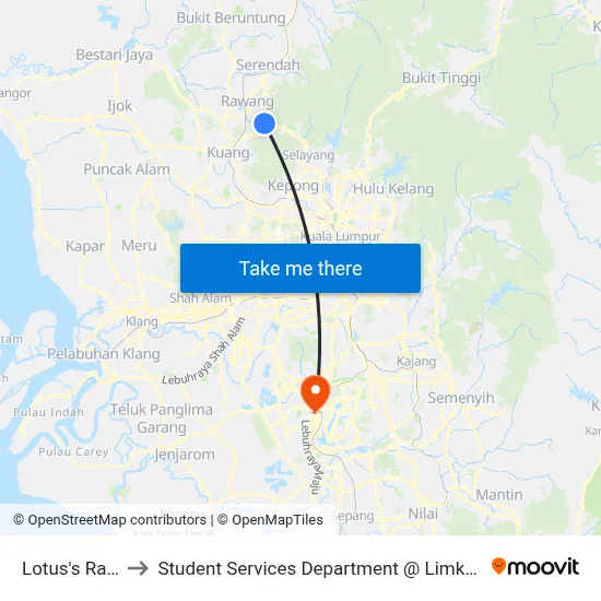 Lotus's Rawang (Sl390) to Student Services Department @ Limkokwing University of Creative Technology map