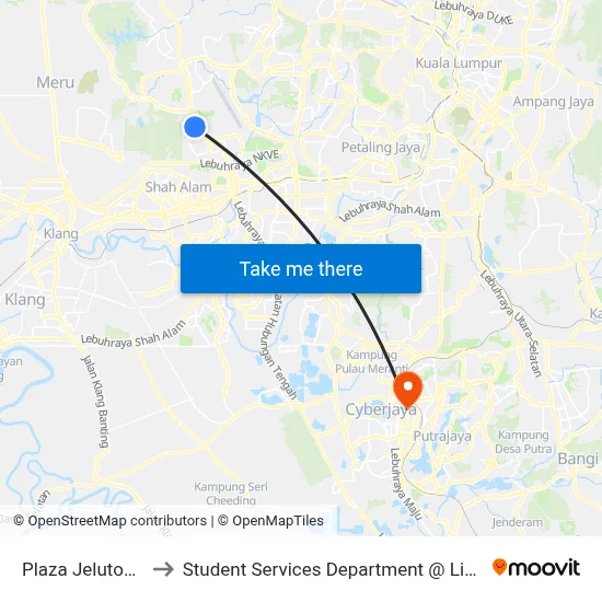 Plaza Jelutong Seksyen 8 (Opp) to Student Services Department @ Limkokwing University of Creative Technology map
