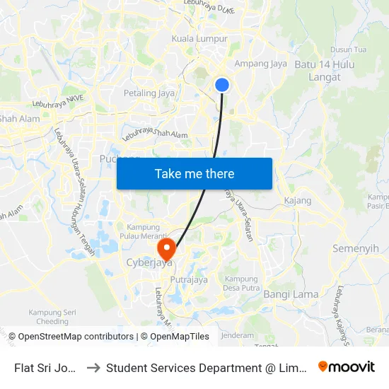 Flat Sri Johor 4c (Kl2396) to Student Services Department @ Limkokwing University of Creative Technology map