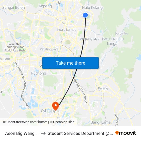 Aeon Big Wangsa Maju (Barat) (Kl2106) to Student Services Department @ Limkokwing University of Creative Technology map