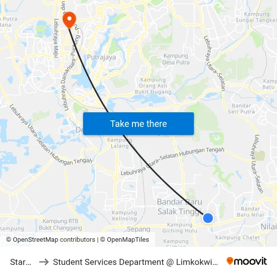 Starz Valley to Student Services Department @ Limkokwing University of Creative Technology map