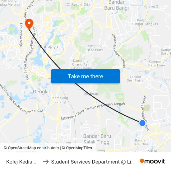 Kolej Kediaman Acacia Avenue to Student Services Department @ Limkokwing University of Creative Technology map