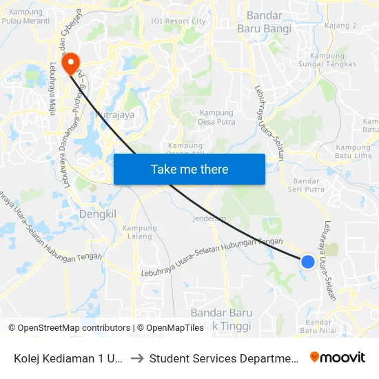 Kolej Kediaman 1 Universiti Sains Islam Malaysia (Usim) to Student Services Department @ Limkokwing University of Creative Technology map