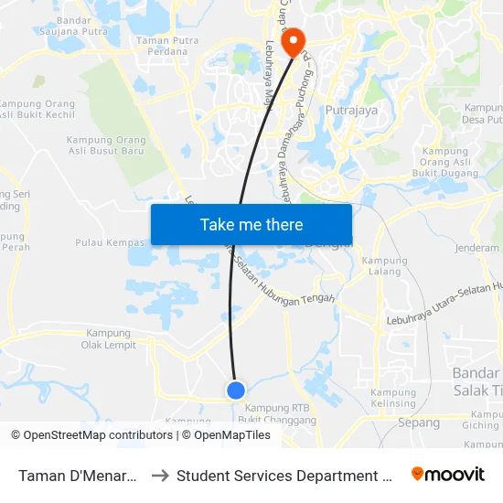 Taman D'Menara, Bukit Changgang (Lg144) to Student Services Department @ Limkokwing University of Creative Technology map