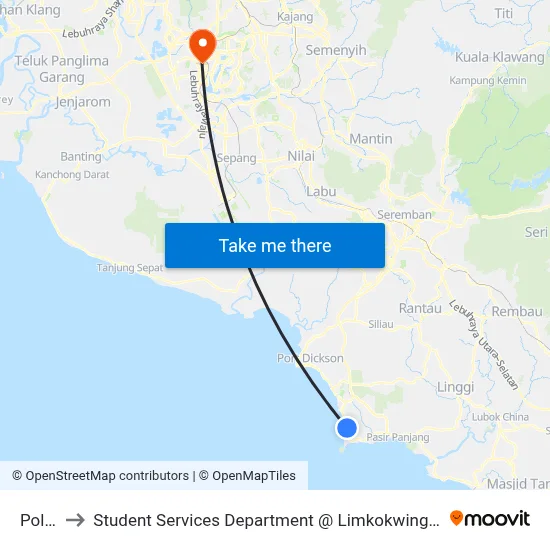 Polymall to Student Services Department @ Limkokwing University of Creative Technology map