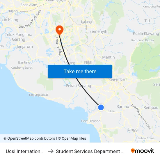 Ucsi International School, Bandar Springhill to Student Services Department @ Limkokwing University of Creative Technology map