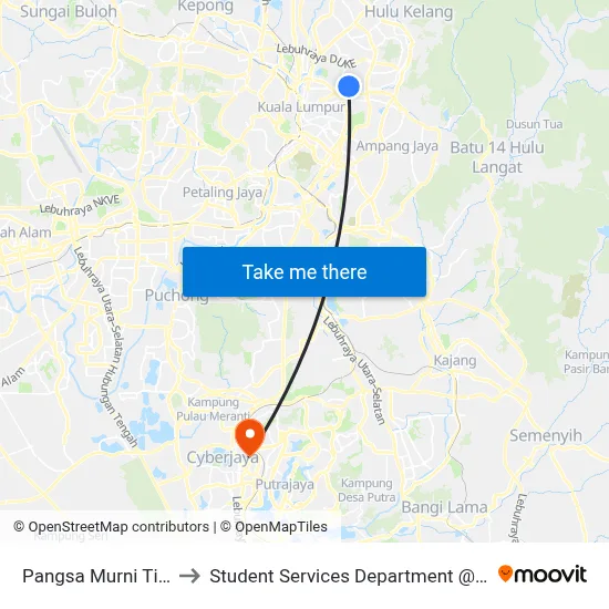 Pangsa Murni Titiwangsa Keramat Jaya 2 to Student Services Department @ Limkokwing University of Creative Technology map