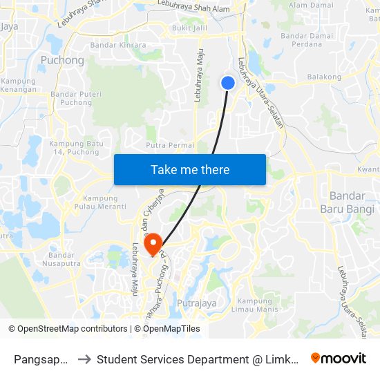 Pangsapuri Kiambang to Student Services Department @ Limkokwing University of Creative Technology map