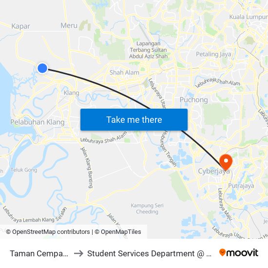 Taman Cempaka Sari, Klang (Bd207) to Student Services Department @ Limkokwing University of Creative Technology map