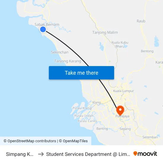 Simpang Kampung Sekendi to Student Services Department @ Limkokwing University of Creative Technology map