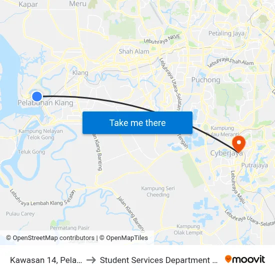 Kawasan 14, Pelabuhan Klang (Timur) (Bd607) to Student Services Department @ Limkokwing University of Creative Technology map