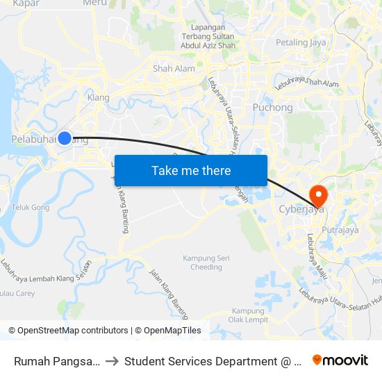 Rumah Pangsa Pandamaran (Bd477) to Student Services Department @ Limkokwing University of Creative Technology map