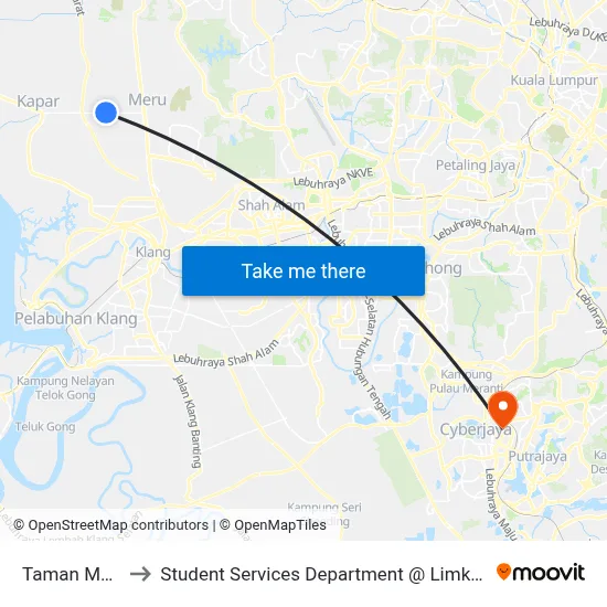 Taman Meru IV (Bd629) to Student Services Department @ Limkokwing University of Creative Technology map