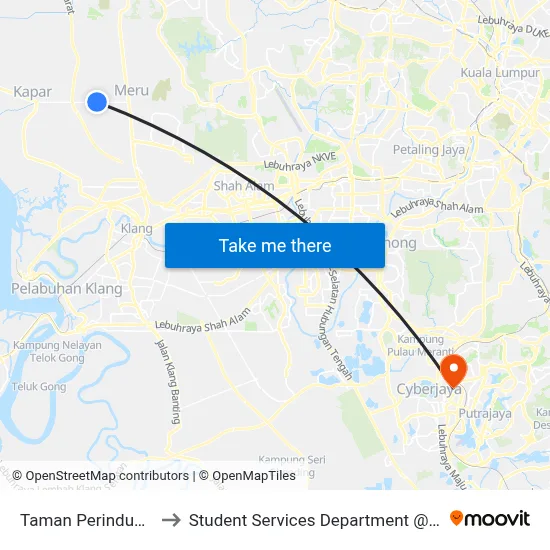 Taman Perindustrian Meru Indah (Bd628) to Student Services Department @ Limkokwing University of Creative Technology map