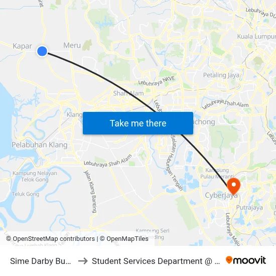 Sime Darby Bukit Rajah Estate (Bd640) to Student Services Department @ Limkokwing University of Creative Technology map