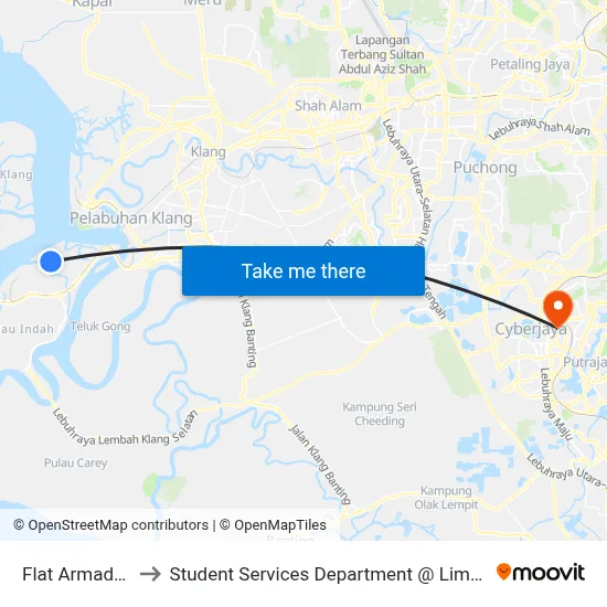 Flat Armada Putra (Bd336) to Student Services Department @ Limkokwing University of Creative Technology map