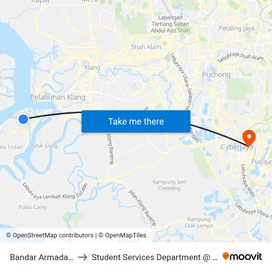 Bandar Armada Putra (Selatan) (Bd340) to Student Services Department @ Limkokwing University of Creative Technology map
