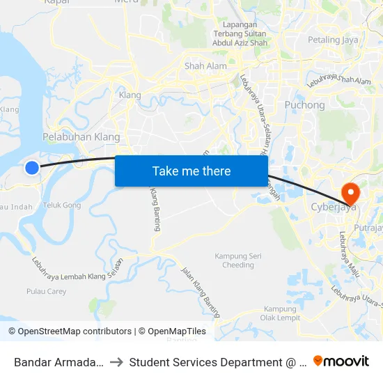 Bandar Armada Putra (Selatan) (Bd341) to Student Services Department @ Limkokwing University of Creative Technology map