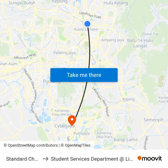 Standard Chartered Bank (Kl51) to Student Services Department @ Limkokwing University of Creative Technology map