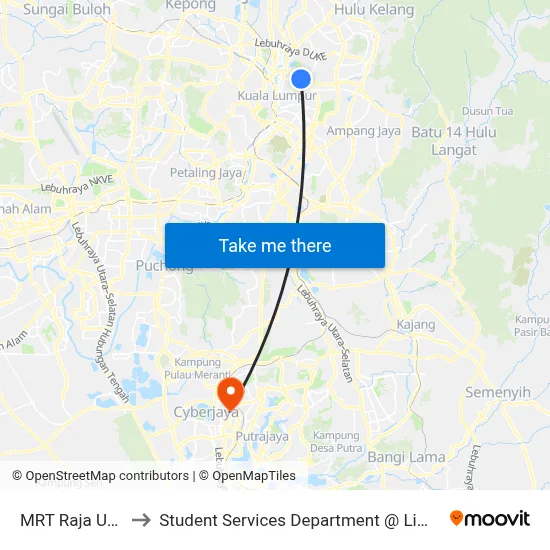 MRT Raja Uda, Pintu A (Kl62) to Student Services Department @ Limkokwing University of Creative Technology map